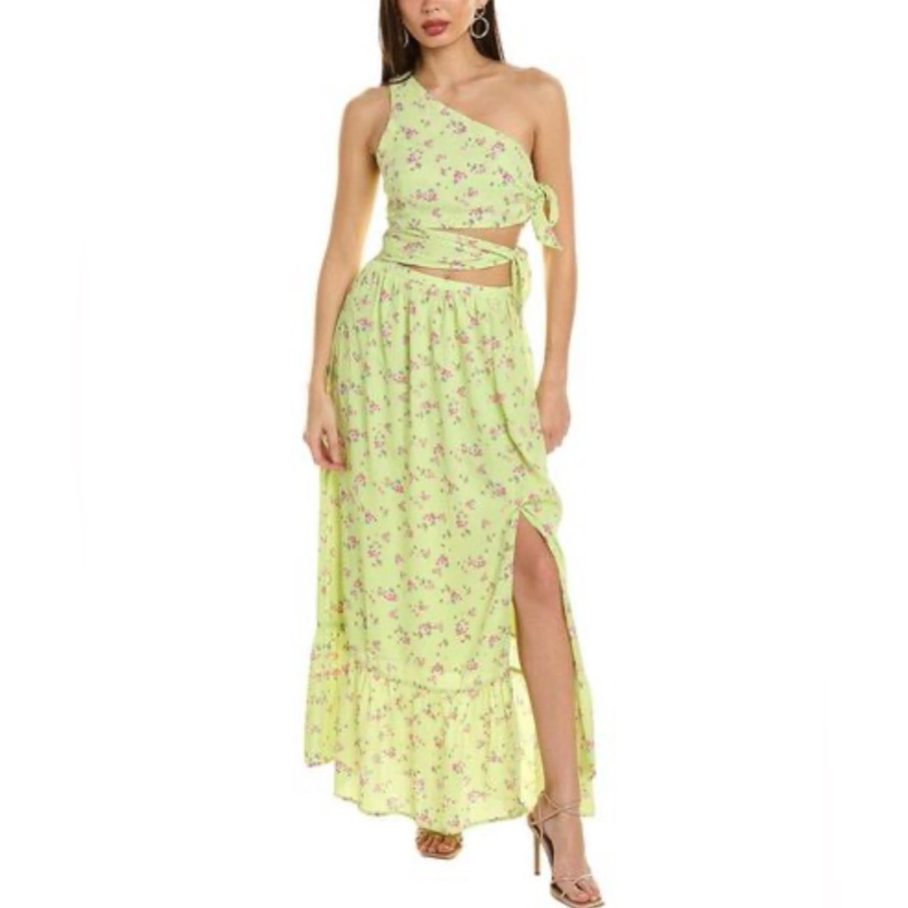 Wayf Tie Yellow Floral Show Stopper One Shoulder Dress